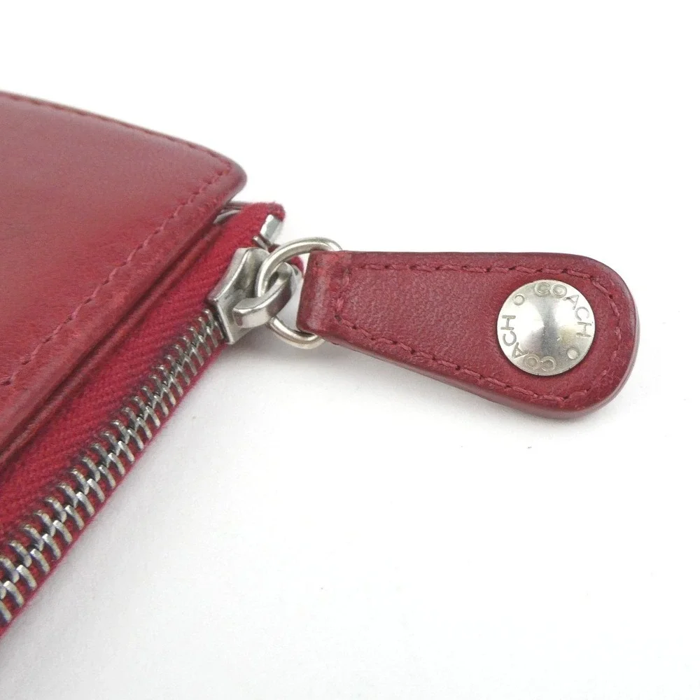 Coach Red Leather Small Bifold Wallet
